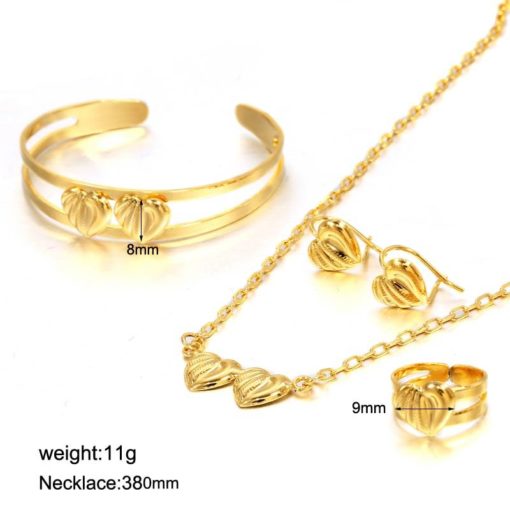 Gold Heart Patterned Jewelry Set Budget Friendly Accessories