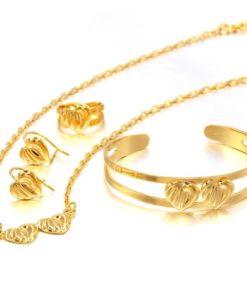 Gold Heart Patterned Jewelry Set Budget Friendly Accessories