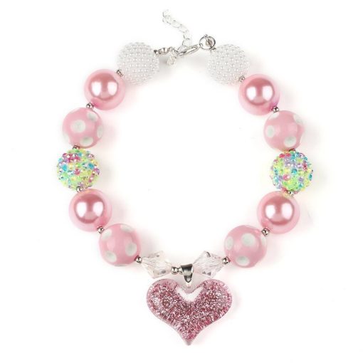 Lovely Heart Shape Plastic Pendant Necklace for Girls Budget Friendly Accessories