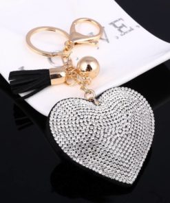 Heart Shaped Keychain with Crystals Budget Friendly Gifts