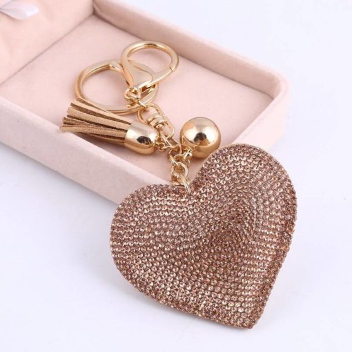 Heart Shaped Keychain with Crystals Budget Friendly Gifts