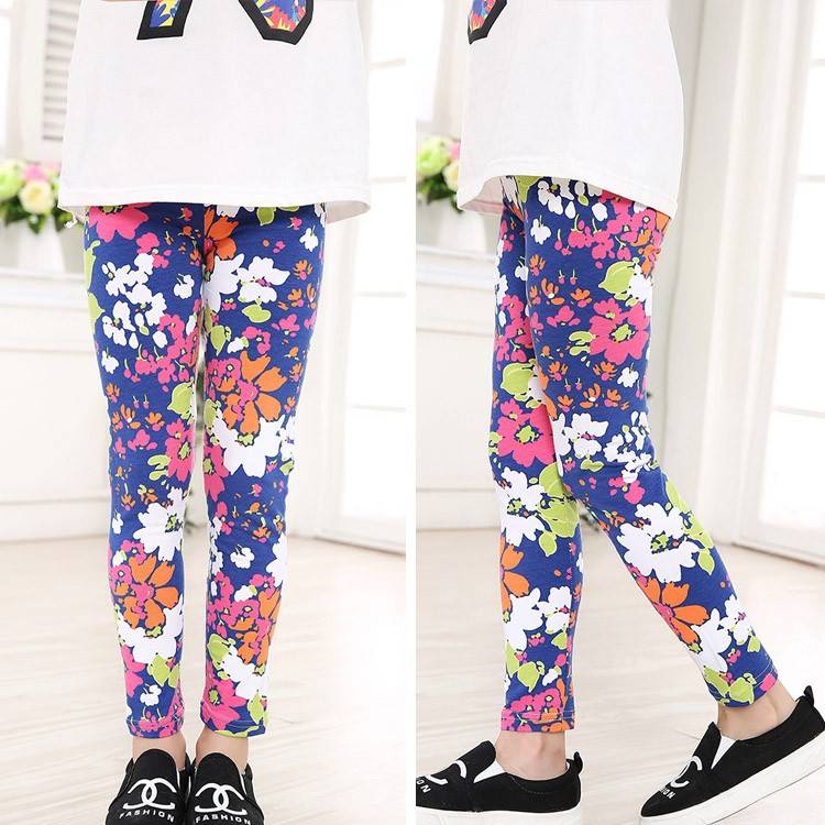 Girl's Bright Polyester Pants with Elastic Waist