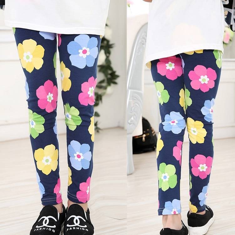 Girl's Bright Polyester Pants with Elastic Waist