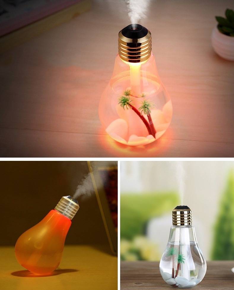 Bulb Shaped Air Humidifier with LED Night Light