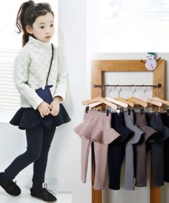 Girl’s Plain Cotton Pants with Skirt Accessories Children's