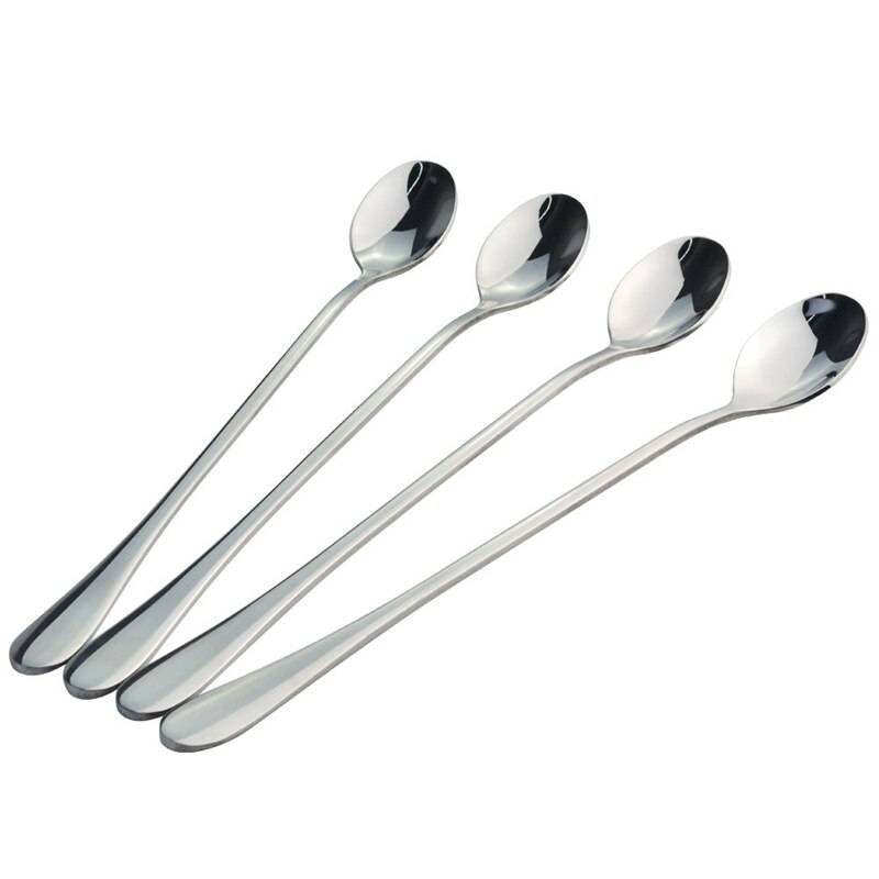 Long Stainless Steel Cocktail Spoons Set