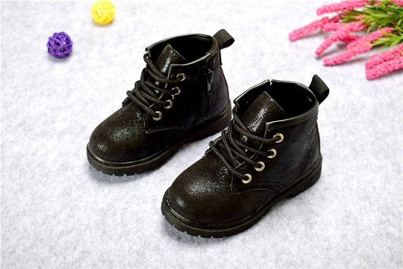 Flower Patterned Leather Boots for Girls