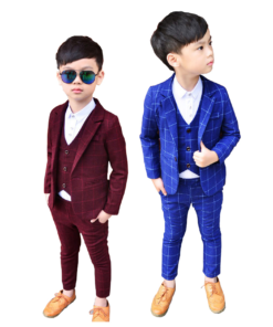 Boy’s Plaid Three Pieces Suit Set Clothing Sets Children's Boy Clothing