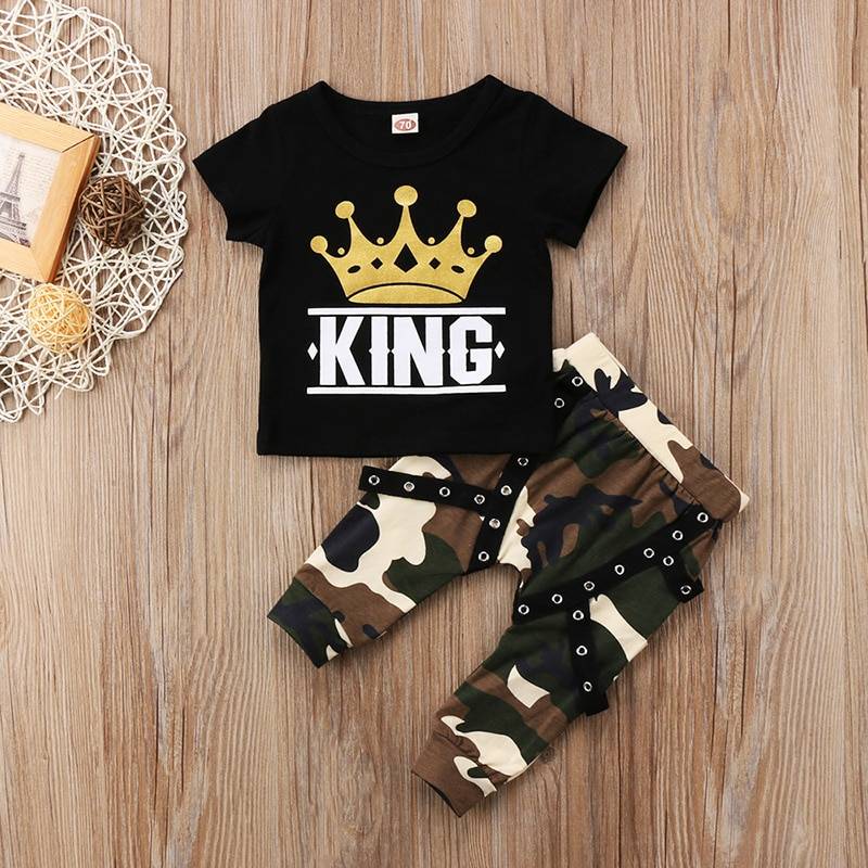 Printed T-Shirt and Camouflage Pants