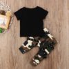 Printed T-Shirt and Camouflage Pants Clothing Sets Children's Boy Clothing 
