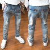 Fashion Elastic Blue Boy’s Jeans Jeans Children's Boy Clothing 
