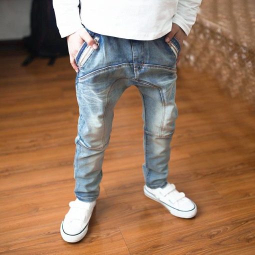 Fashion Elastic Blue Boy’s Jeans Jeans Children's Boy Clothing