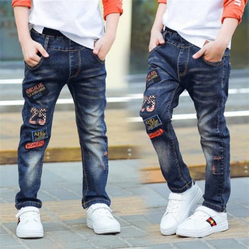Spring Classic Blue Denim Trousers Jeans Children's Boy Clothing