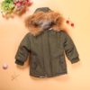 Boy’s Army Green Winter Jacket with Fur Outerwear & Coats Children's Boy Clothing 