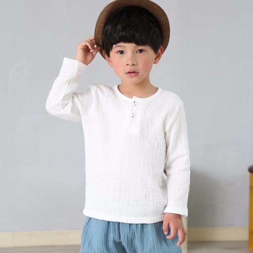Boy’s Plain Cotton Shirt Shirts Children's Boy Clothing