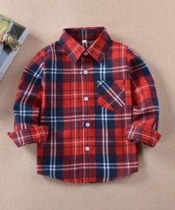 Casual Boy`s British Plaid Shirts Shirts Children's Boy Clothing