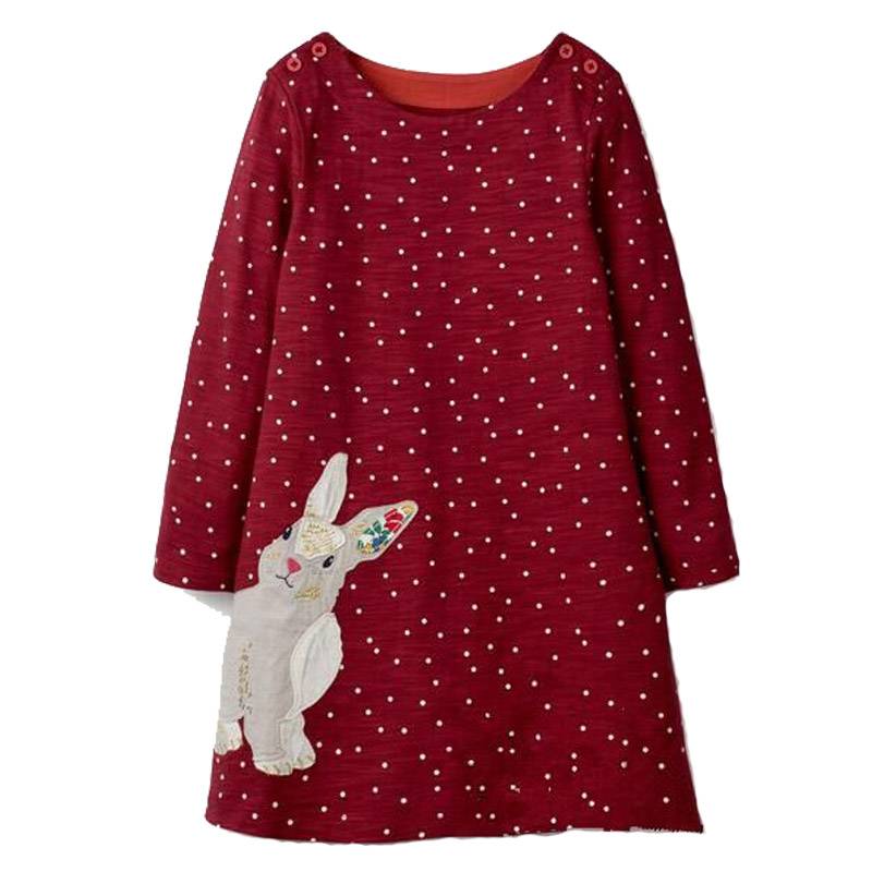 Girl's Polka Dot Dress with Animal Applique