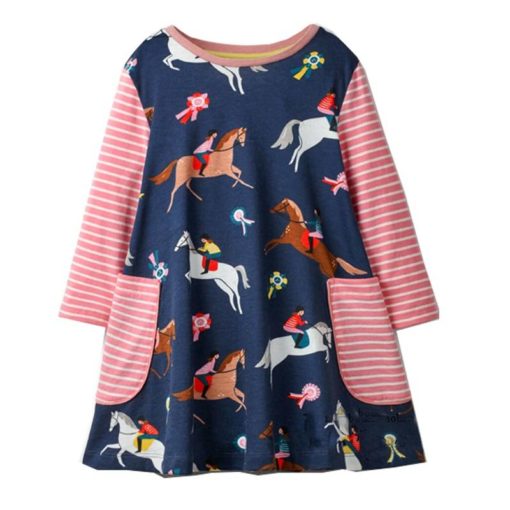 Girl’s Polka Dot Dress with Animal Applique Dresses Children's Girl Clothing