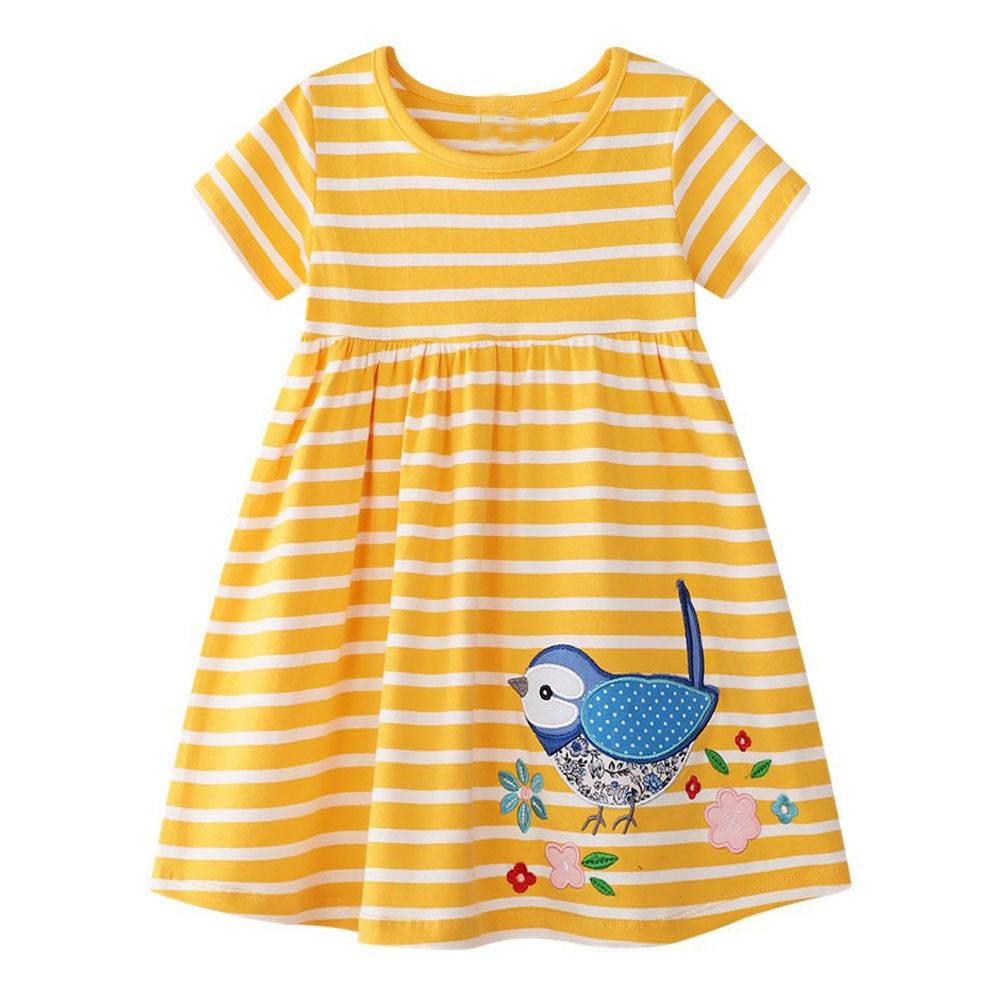 Girl's Striped Dress with Animal Applique