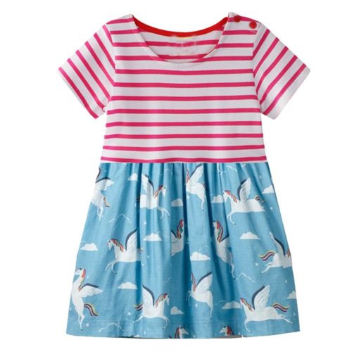 Girl’s Striped Dress with Animal Applique Dresses Children's Girl Clothing