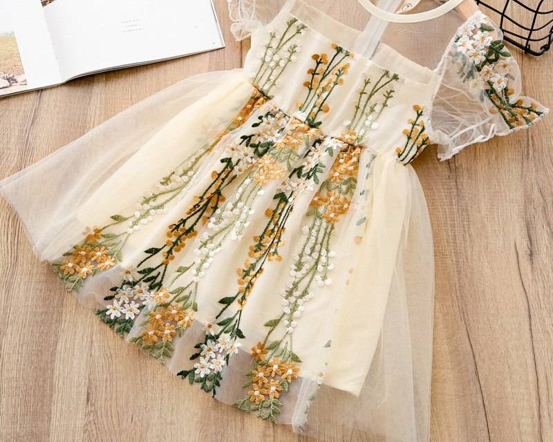 Girl's Summer Floral Embroidered Dress