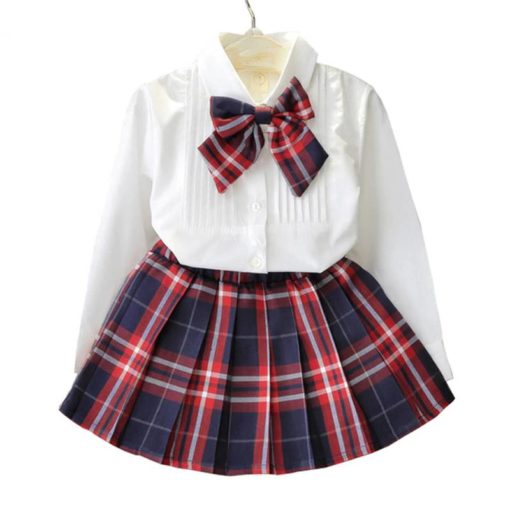 Girl’s School Style Cotton Clothing Set Clothing Sets Children's Girl Clothing