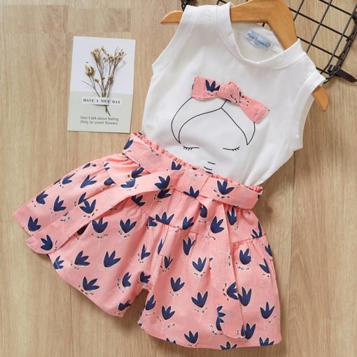 Girls’ Cute Bright Printed Cotton Clothes Set Clothing Sets Children's Girl Clothing