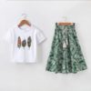 Girl’s Fashion Printed Polyester T-Shirt and Pants Clothing Sets Children's Girl Clothing 