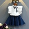 Girls’ Cute Cotton Shirt with Skirt Clothing Sets Children's Girl Clothing 