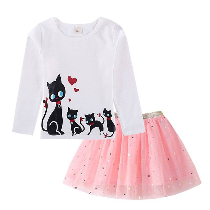 Girls' Cute Printed Cotton Clothes Set