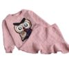 Fashion O-Neck Owl Embroidery 2 pcs Clothing Set for Girls Clothing Sets Children's Girl Clothing