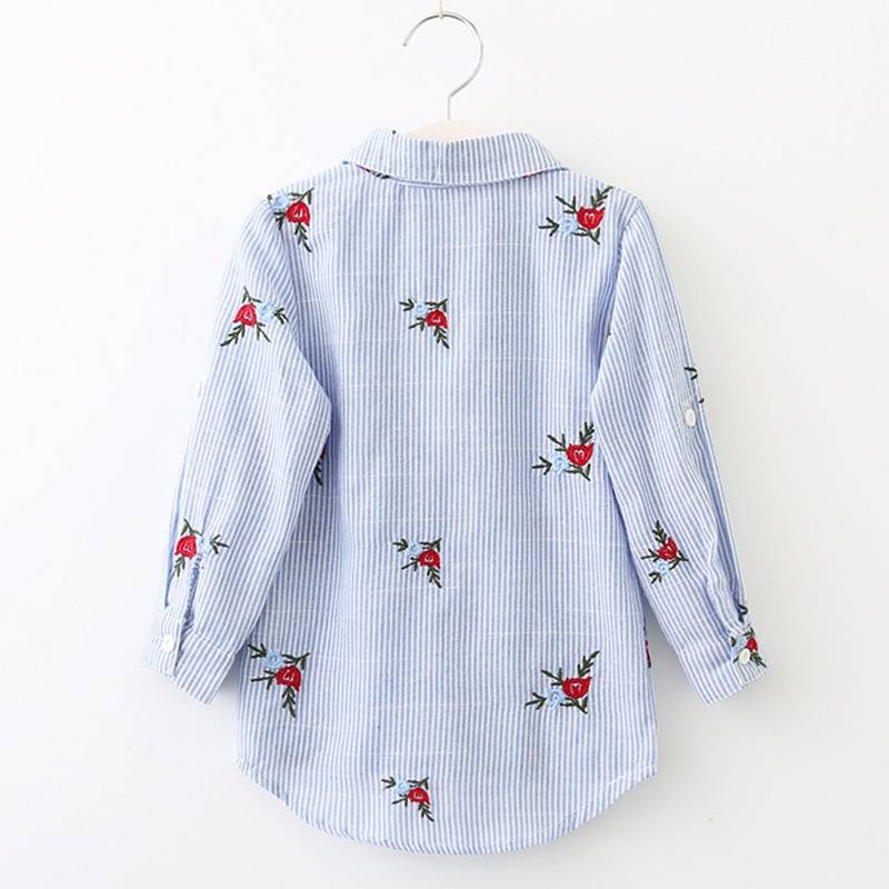 Girls' Cotton Floral Shirt with Turn-Down Collar