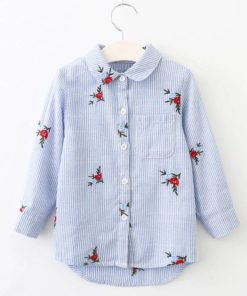Girls’ Cotton Floral Shirt with Turn-Down Collar Blouses & Skirts Children's Girl Clothing