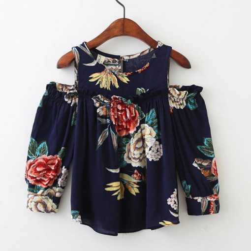 Girls’ Floral Worsted Cotton Blouse Blouses & Skirts Children's Girl Clothing