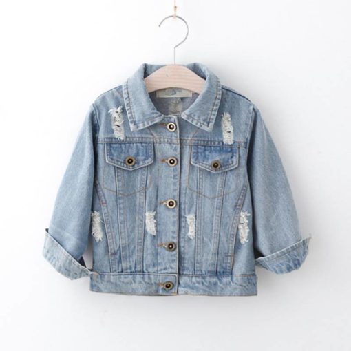 Girl’s Long-Sleeved Denim Jacket Outwear & Coats Children's Girl Clothing