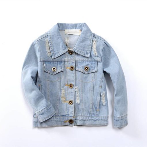 Girl’s Long-Sleeved Denim Jacket Outwear & Coats Children's Girl Clothing