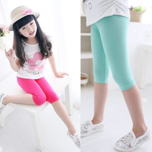 Girl’s Plain Spandex Pants with Elastic Waist Pants Children's Girl Clothing