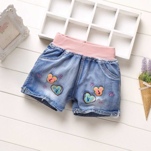 Girls’ Denim Shorts with Elastic Waist Shorts Children's Girl Clothing