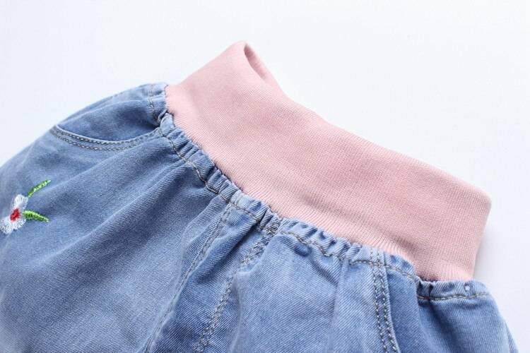 Girls' Denim Shorts with Elastic Waist