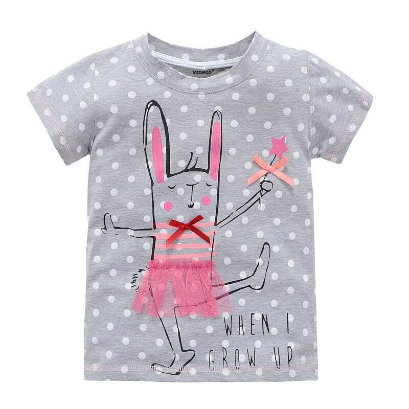Girl's Cotton T-Shirt with O-Neck
