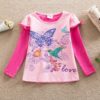 Girl’s Multiprint Long Sleeve Cotton T-Shirts Tops & Tees Children's Girl Clothing 