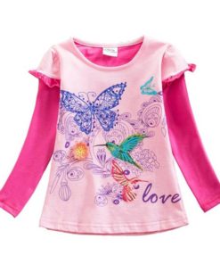 Girl’s Multiprint Long Sleeve Cotton T-Shirts Tops & Tees Children's Girl Clothing