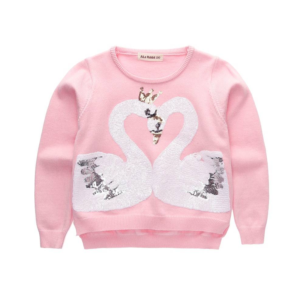 Fashion Swan Embroidered Cotton Sweater