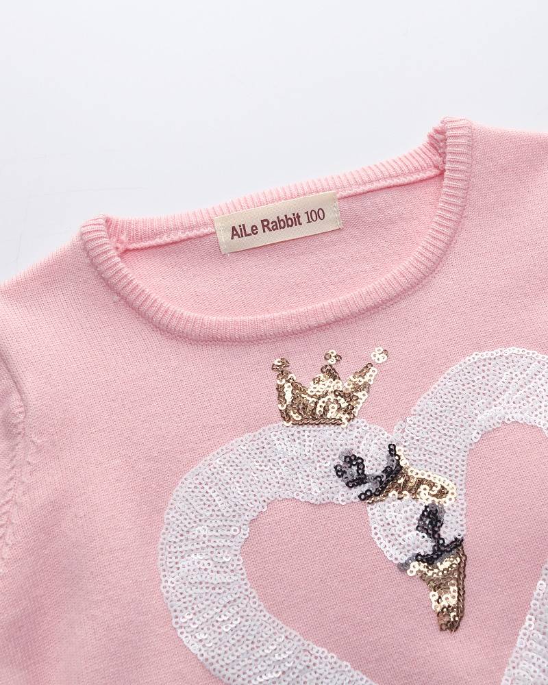 Fashion Swan Embroidered Cotton Sweater