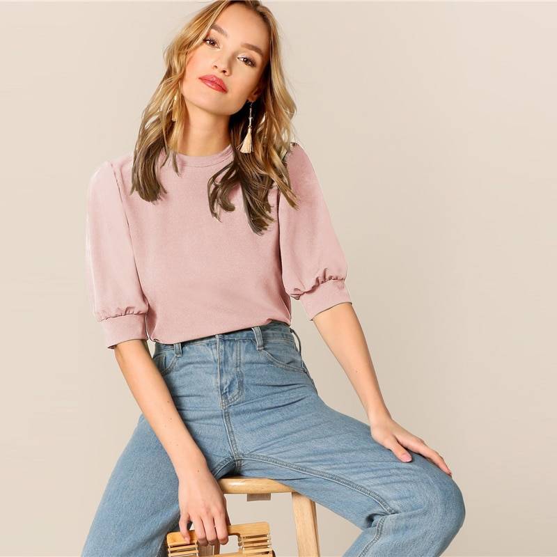 Women's Casual Style Puff Sleeve Blouse