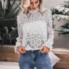 Elegant Flower Lace Blouse Blouses & Shirts Women's Women's Clothing 