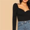Women’s Sexy Black Heart Shaped Top Blouses & Shirts Women's Women's Clothing 
