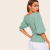 Women’s Puff Sleeve Turquoise Blouse Blouses & Shirts Women's Women's Clothing