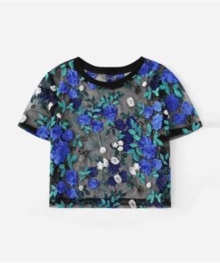 Women’s Floral Embroidery Sheer Blouse Blouses & Shirts Women's Women's Clothing