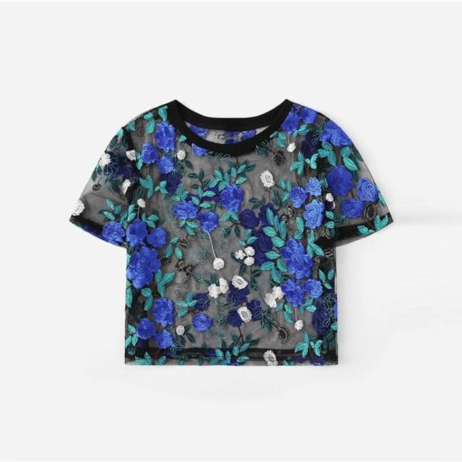 Women’s Floral Embroidery Sheer Blouse Blouses & Shirts Women's Women's Clothing